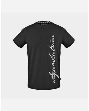 Aquascutum Lettering Graphic Crew Neck Short Sleeve T-Shirt - Black