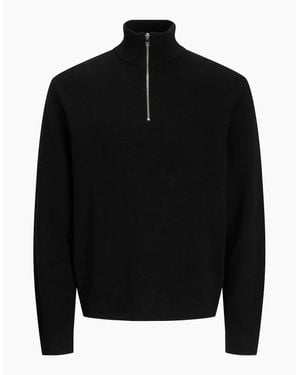 Jack & Jones Jpr Blamilano Stitch Knit Half Zip - Black