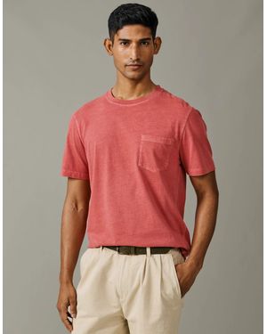 aubi Hareby Garment Dyed Cotton T-Shirt - Red