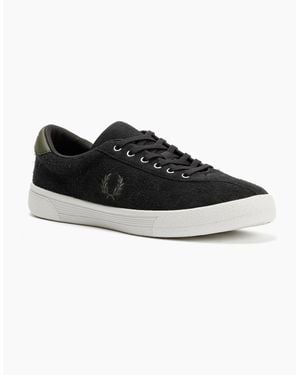 Fred Perry Tennis Shoe Suede Anchor Trainers - Black