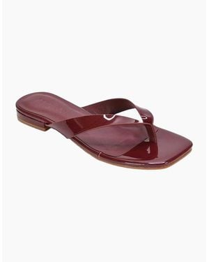 XY London Ladies Rio Patent Thong Strap Square Flip Flops - Red