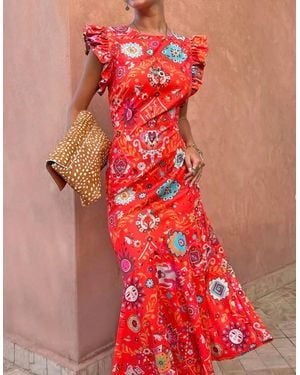 Never Fully Dressed Tomato Tapestry Frieda Dress - Red