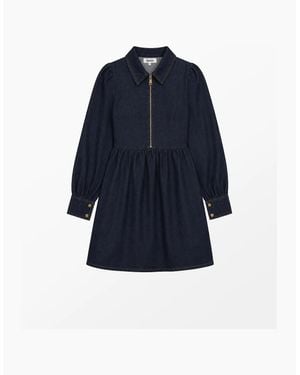 Ro&zo Petite Denim Zip Front Mini Dress - Blue