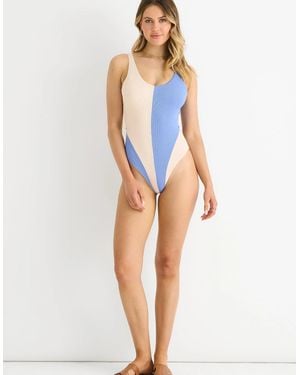Gini London Multi Contrast Panel Swimsuit - Blue