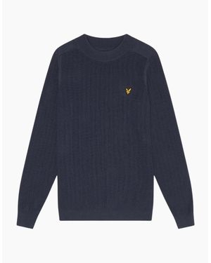 Lyle & Scott Lyle & Scott Plain Branded Ribbed Mock Neck Night Jumper - Blue