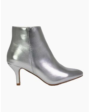 XY London Ladies Anastsia Metallic Low Zipped High Stiletto Heel Ankle Boots - White
