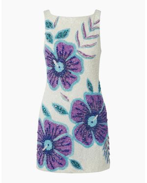 Oceanus Royal Hibiscus Mini Dress - White