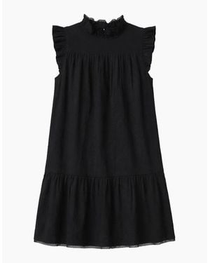 Ro&zo Cheesecloth Frill Neck Mini Dress - Black