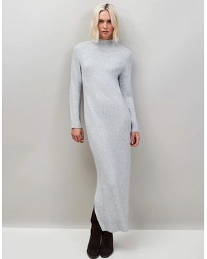 Ro&zo Rib Knit High Neck Dress - Grey