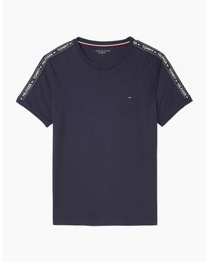 Tommy Hilfiger Logo Tape Crew Neck T-Shirt - Blue