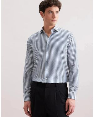 Seidensticker Regular Fit No Iron New Kent Striped Business Shirt Dark - Blue