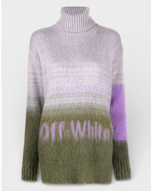 Off-White c/o Virgil Abloh Mohair Helvetica Logo Turtleneck Military Lilac - Purple