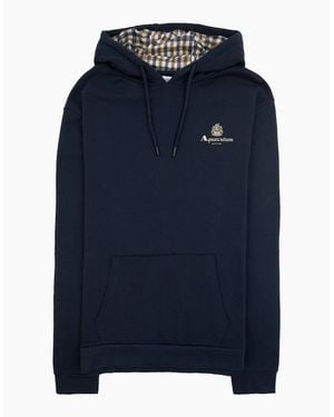 Aquascutum Active Small Logo Hoodie - Blue