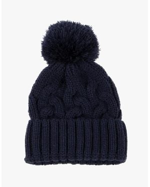 Totes Toasties Cable Knit Hat With Pom Pom Bobble - Blue