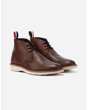 Ben Sherman Hampton Leather Burgundy Boots - Brown