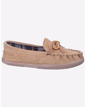 Cotswold Alberta Slip On Moccasin Slippers - Natural