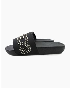 DSquared² Dsq2 Stud Logo Leather Sliders - Black