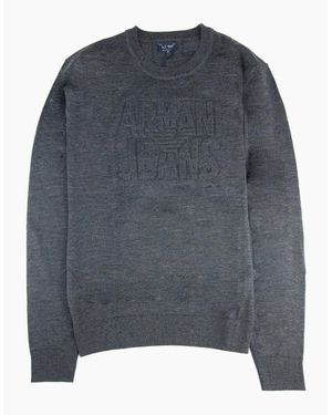 Armani Jeans Embossed Logo Lightweight Sweatshirt Melange - Grey