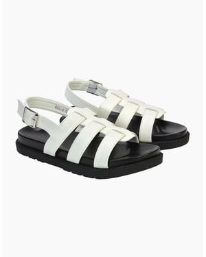 XY London Ladies Strappy Platform Sandals - White