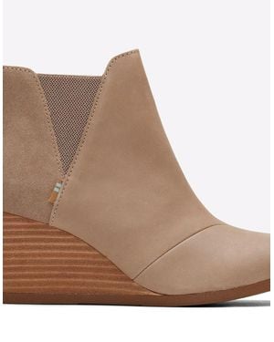 TOMS Kelsey Wedge Boots Taupe Leather/Suede - Brown