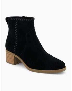 TOMS Delilah Heeled Suede Heeled Ankle Boots - Black