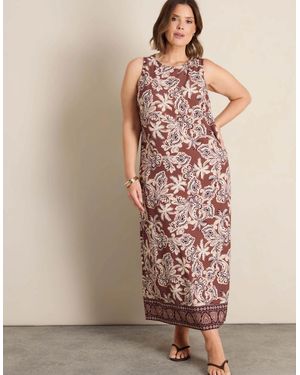 Live Unlimited London Floral Print Sleeveless Maxi Dress - Brown