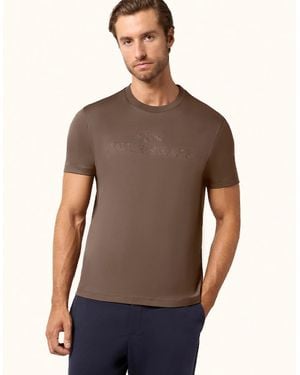 Paul & Shark Aqua Touch Cotton T-Shirt With Logo Embroidery - Brown