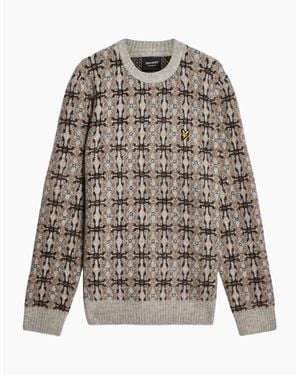 Lyle & Scott Lyle & Scott Brushed Intarsia Crew Neck Jumper - Grey