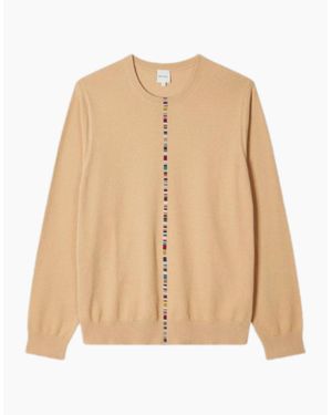 Paul Smith Multi Stripe Crew Neck Jumper 14 Ochre - Natural