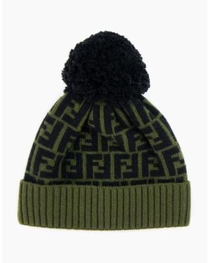 Fendi Ff Logo Bobble Hat - Green