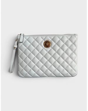 Versace Logo Medusa Quilted Pouch Tone - Grey
