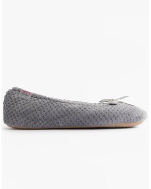 Totes Isotoner Popcorn Ballet Ballerina Slippers Pale - Grey