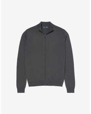 Oliver Sweeney Merino Wool Blend Zip Through Jumper - Grey