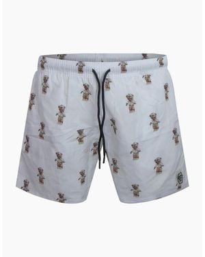 Philipp Plein Teddy Pattern Beach Shorts - Blue