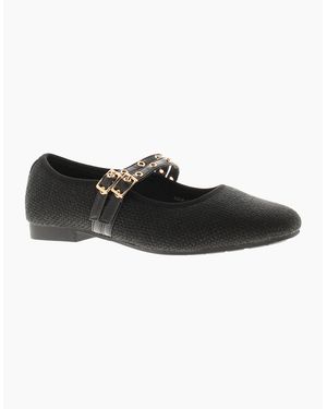 Apache Flat Shoes Halima Buckle Uk Size - Black