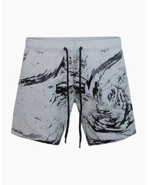 Philipp Plein Plein Sport Water Tiger Logo Medium Boardshort Swim Shorts - Blue