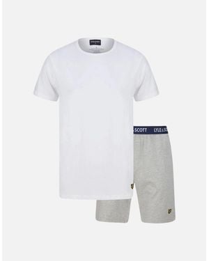 Lyle & Scott Charlie T-Shirt & Shorts Lounge Set, Marl - White