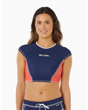 Rip Curl Rip Curl Surf Tide Crop Short Sleeve Rash Vest - Blue