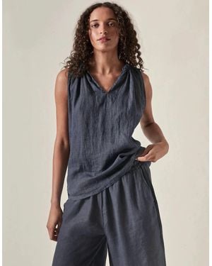 James Lakeland Pure Linen Sleeveless Top - Blue