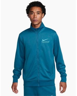 Nike Branding On Back Zip-Up Track Jacket - Blue
