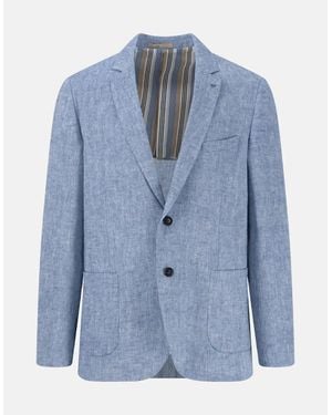 Fynch-Hatton Linen Blend Herringbone Blazer Summer Breeze - Blue