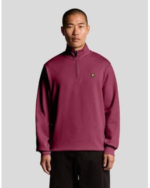 Lyle & Scott Everyday 1/4 Zip Cotton Sweatshirt - Red
