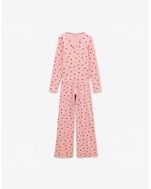 Joules Pointelle Ladies Pyjama Set Floral - Pink