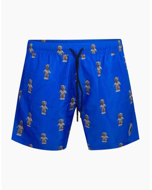 Philipp Plein Teddy Logo Medium Boardshort Swim Shorts - Blue