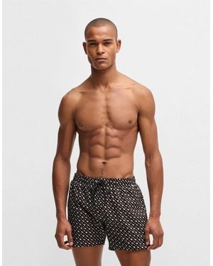 BOSS Geometric Patterned Swim Short - Black