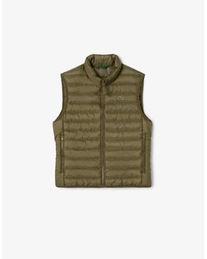 Lacoste Solid Patterned Zipped Pocket Puffer Coat - Green