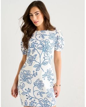 Gini London Floral Print Mini Dress - Blue