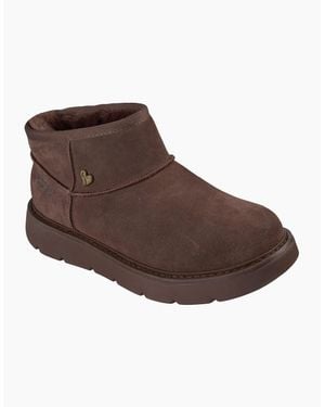 Skechers Keepsakes Cosy Mini Leather Chocolate Winter Ankle Boots - Brown