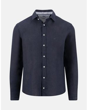 Fynch-Hatton Kent Collar Pure Linen Shirt - Blue