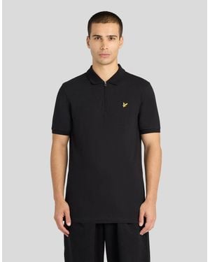 Lyle & Scott 1/4 Zip Short Sleeve Polo Shirt - Black